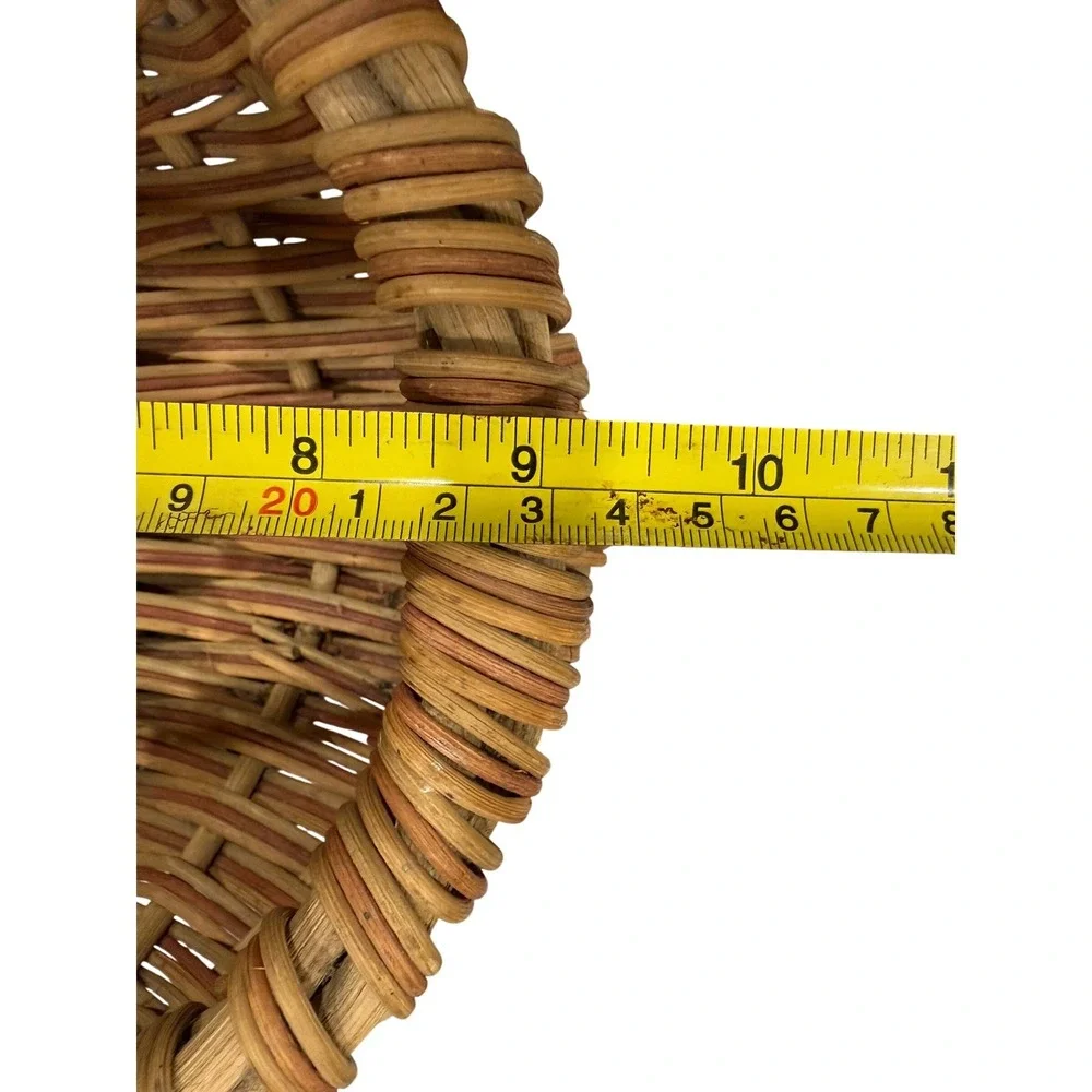 Handwoven Wicker Buttocks Egg Basket Natural Reed God's Eye Handle Farmhouse 10